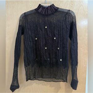 Elegant Black Sheer Women's Top